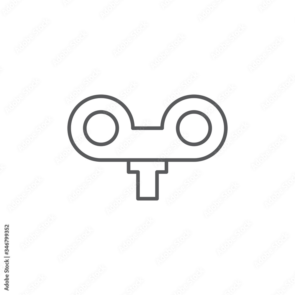 Wind up key vector icon symbol lock isolated on white background Wind up key vector icon symbol lock isolated on white background