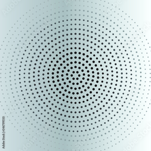 Abstract monochrome halftone pattern. Futuristic panel. Gunge dotted backdrop with circles, dots, point. Design element for web banners, posters, cards, wallpapers, sites. Black and white color © helena