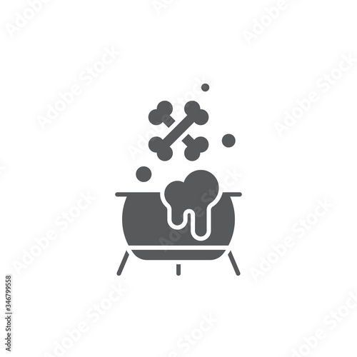 Witch cauldron potion vector icon symbol isolated on white background