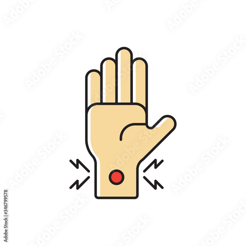 wrist pain vector icon symbol isolated on white background