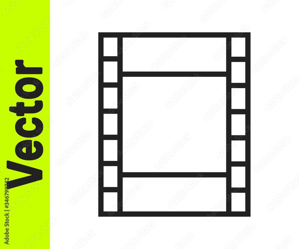 Black line Play Video icon isolated on white background. Film strip sign. Vector Illustration Black line Play Video icon isolated on white background. Film strip sign. Vector Illustration