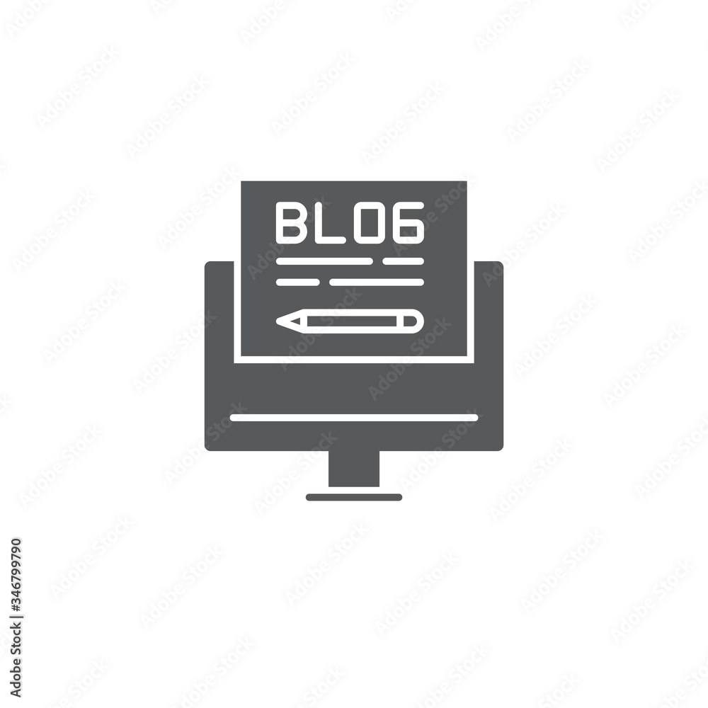 Write blog post vector icon symbol isolated on white background Write blog post vector icon symbol isolated on white background