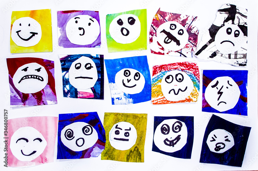 Emotions and colors. Graphic picturesque collage. Emotions and colors. Graphic picturesque collage.