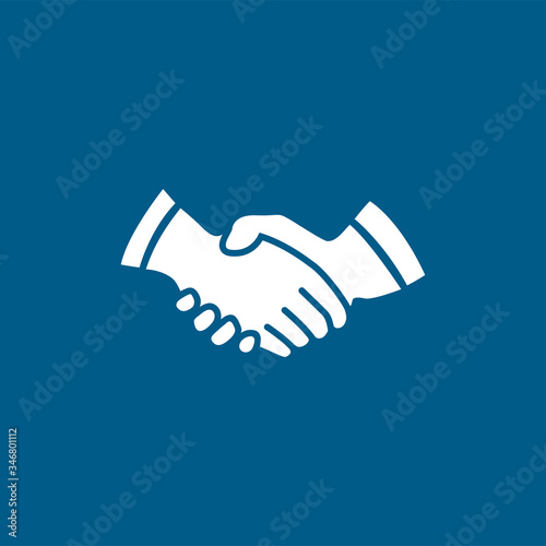 Handshake Icon On Blue Background. Blue Flat Style Vector Illustration