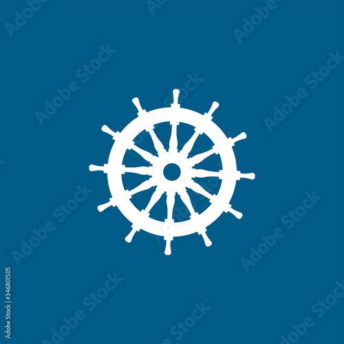 Helm Icon On Blue Background. Blue Flat Style Vector Illustration
