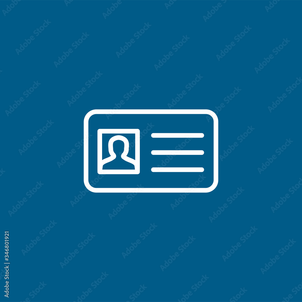 ID Card Line Icon On Blue Background. Blue Flat Style Vector Illustration ID Card Line Icon On Blue Background. Blue Flat Style Vector Illustration