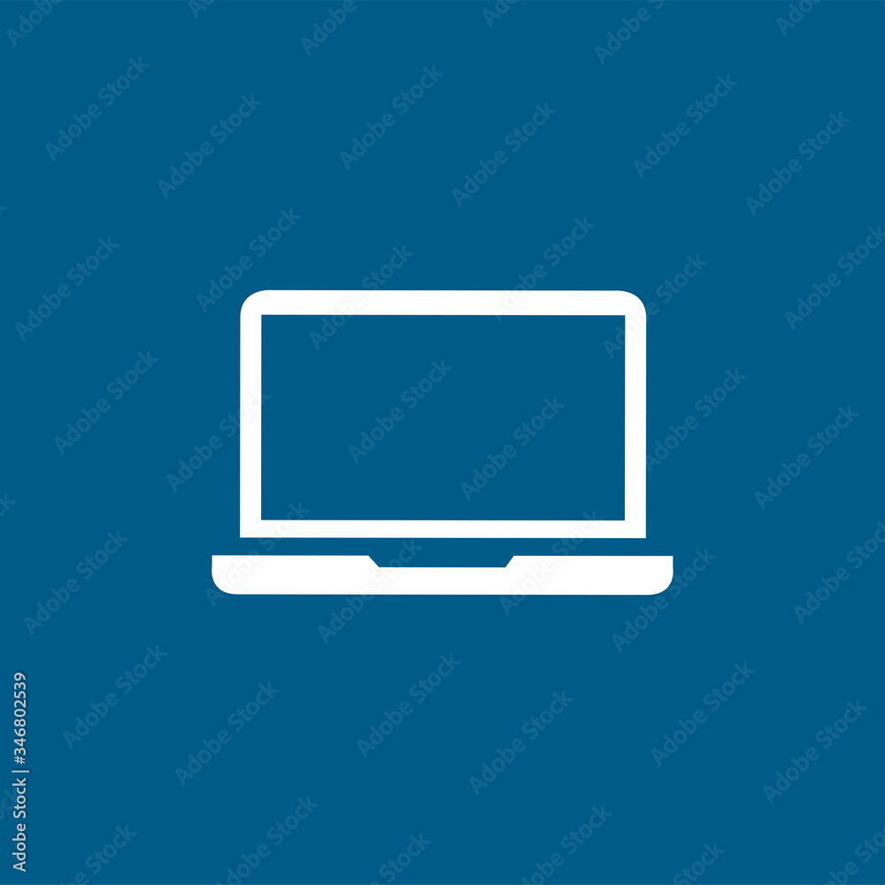 Laptop Icon On Blue Background. Blue Flat Style Vector Illustration Laptop Icon On Blue Background. Blue Flat Style Vector Illustration
