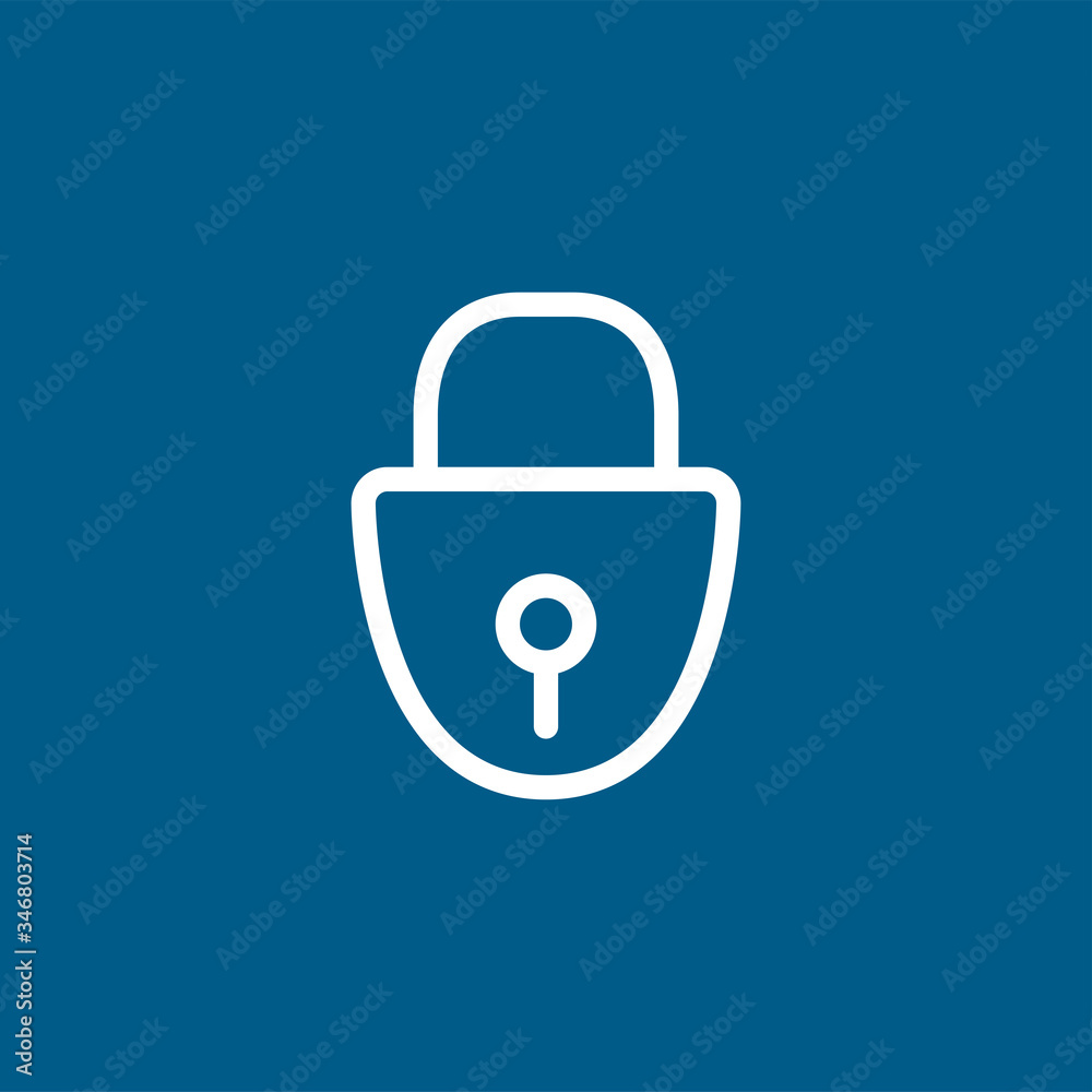 Lock Line Icon On Blue Background. Blue Flat Style Vector Illustration Lock Line Icon On Blue Background. Blue Flat Style Vector Illustration