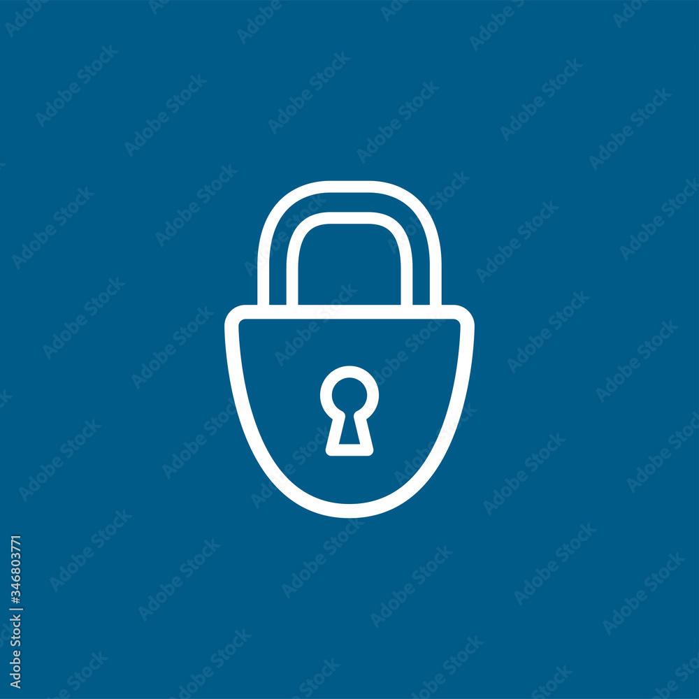 Lock Line Icon On Blue Background. Blue Flat Style Vector Illustration Lock Line Icon On Blue Background. Blue Flat Style Vector Illustration