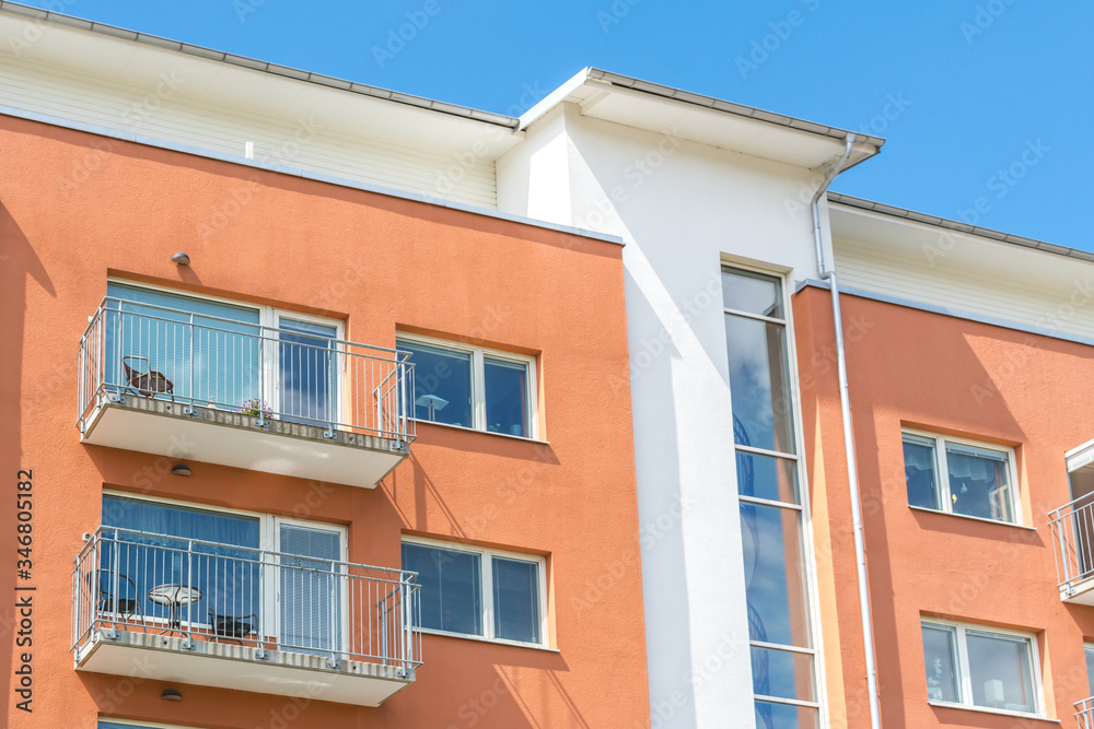 Modern Luxury Apartment Building Blue Sky Facade Home Residential Structure Modern Luxury Apartment Building Blue Sky Facade Home Residential Structure