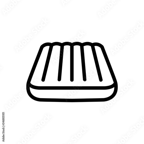 inflatable swimming mattress angled view icon vector outline illustration