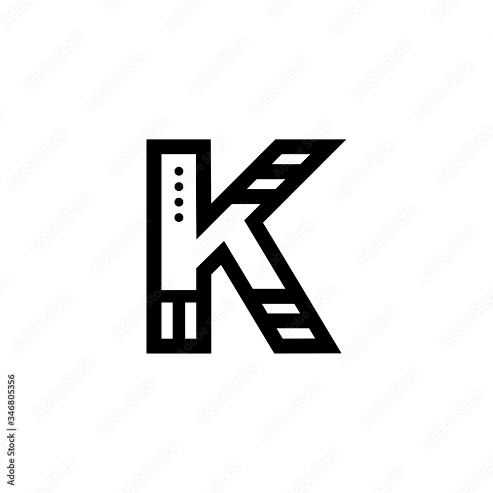 Vector Bold Geometric Lines Dots Logo Letter K Vector Bold Geometric Lines Dots Logo Letter K