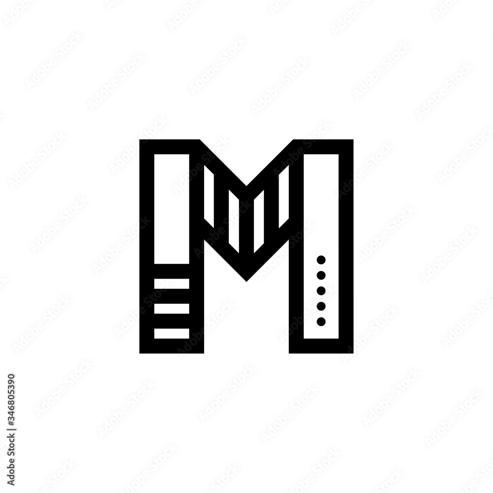Vector Bold Geometric Lines Dots Logo Letter M Vector Bold Geometric Lines Dots Logo Letter M