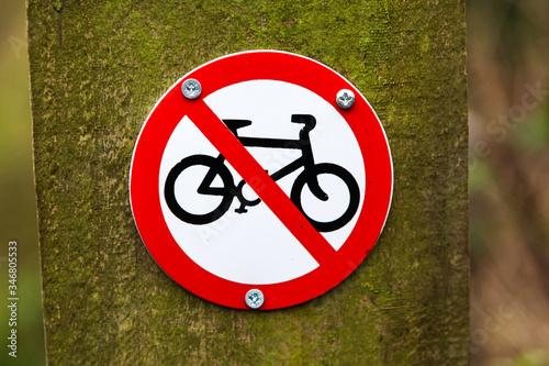 A no cycling sign