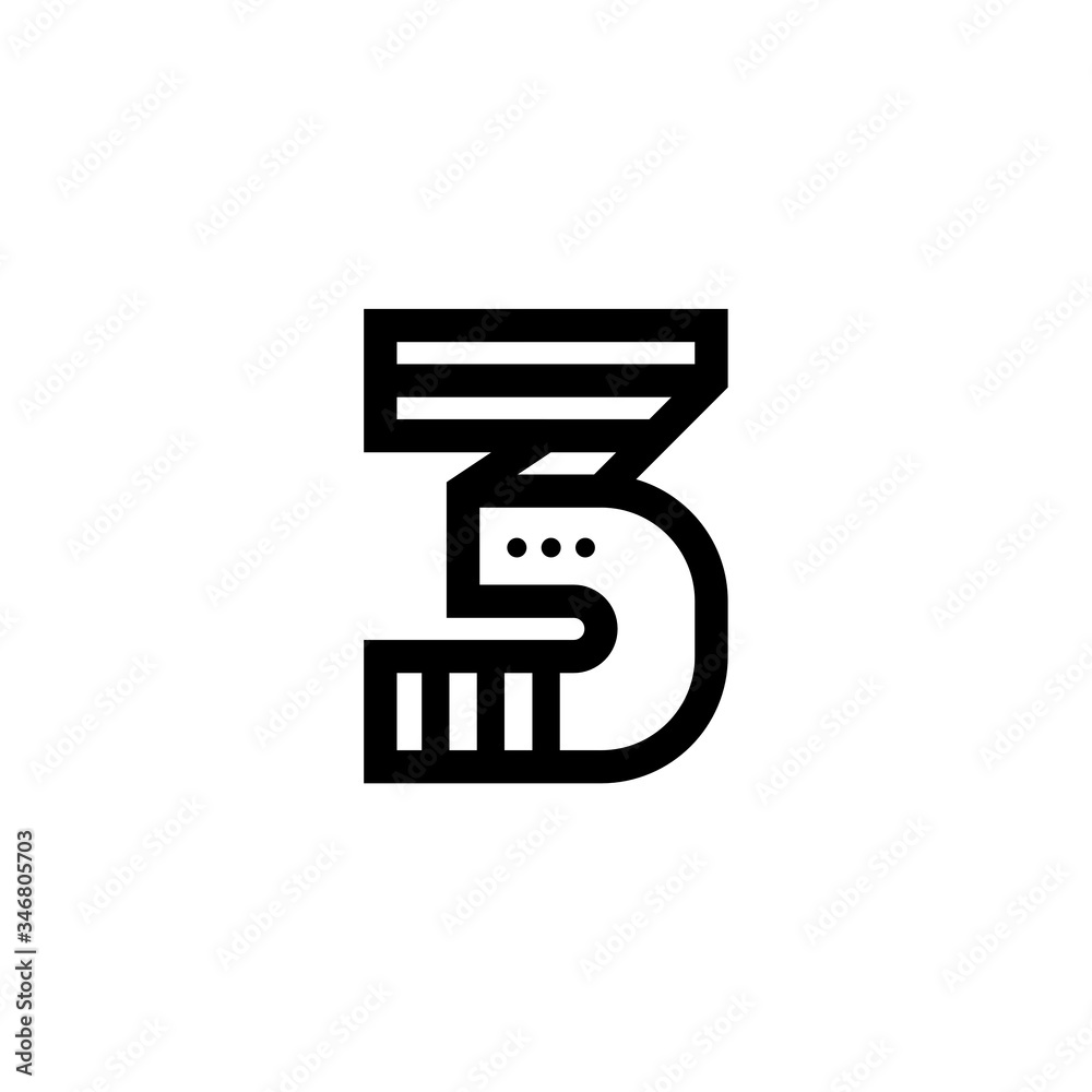 Vector Bold Geometric Lines Dots Logo Number 3 Vector Bold Geometric Lines Dots Logo Number 3