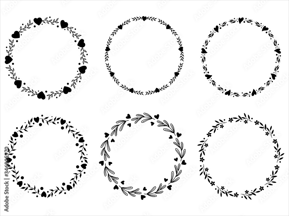Obraz premium Vector hand drawn floral frames