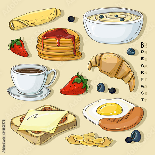 Classic delicous breakfast collection set