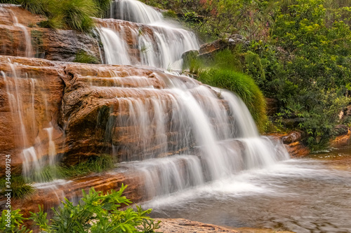 Wonderful waterfall cascade with motion blur  Biribiri State Park  Minas Gerais  Brazil 