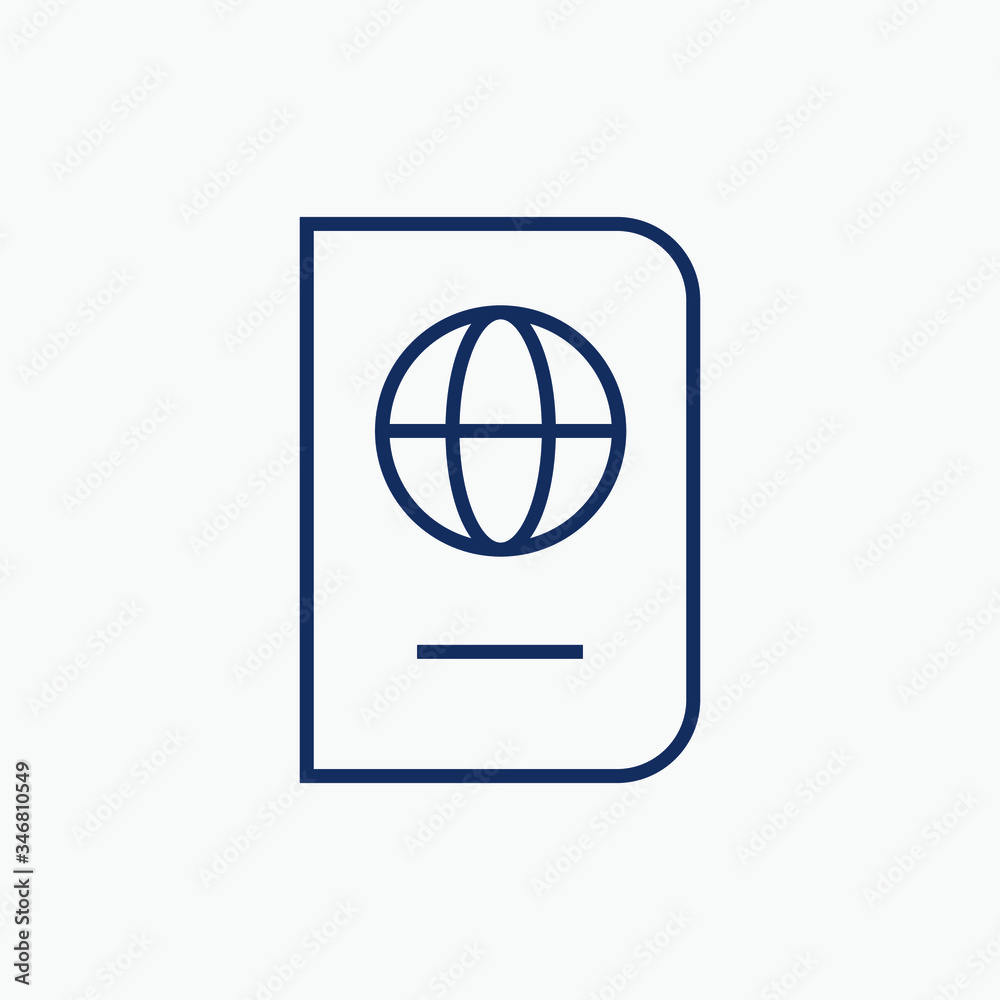 World passport with line vector minimalistic icon. Legal tourism pay vector symbol. Document cover icons set for web design. Travel concept flat icons for app design. Id emigration sign World passport with line vector minimalistic icon. Legal tourism pay vector symbol. Document cover icons set for web design. Travel concept flat icons for app design. Id emigration sign