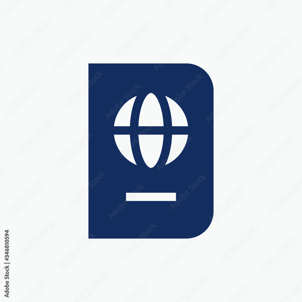 World passport with line vector minimalistic icon. Legal tourism pay vector symbol. Document cover icons set for web design. Travel concept flat icons for app design. Id emigration sign