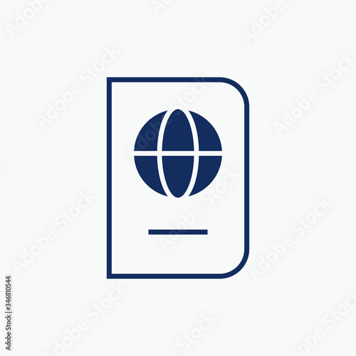 World passport with line vector minimalistic icon. Legal tourism pay vector symbol. Document cover icons set for web design. Travel concept flat icons for app design. Id emigration sign
