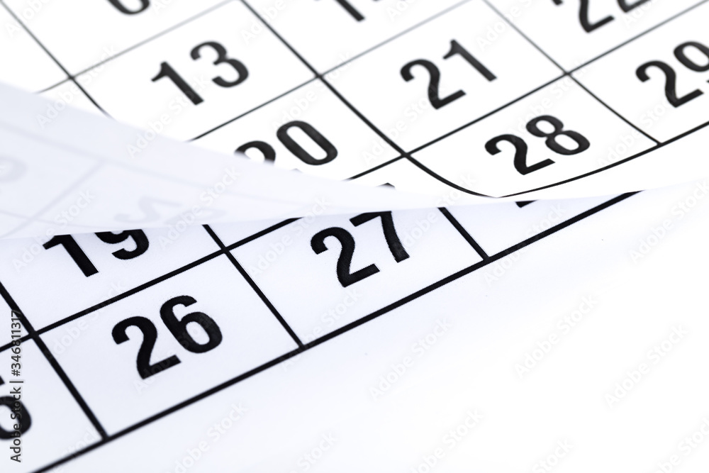 Abstract blur page calendar 2020 flipping sheet close background