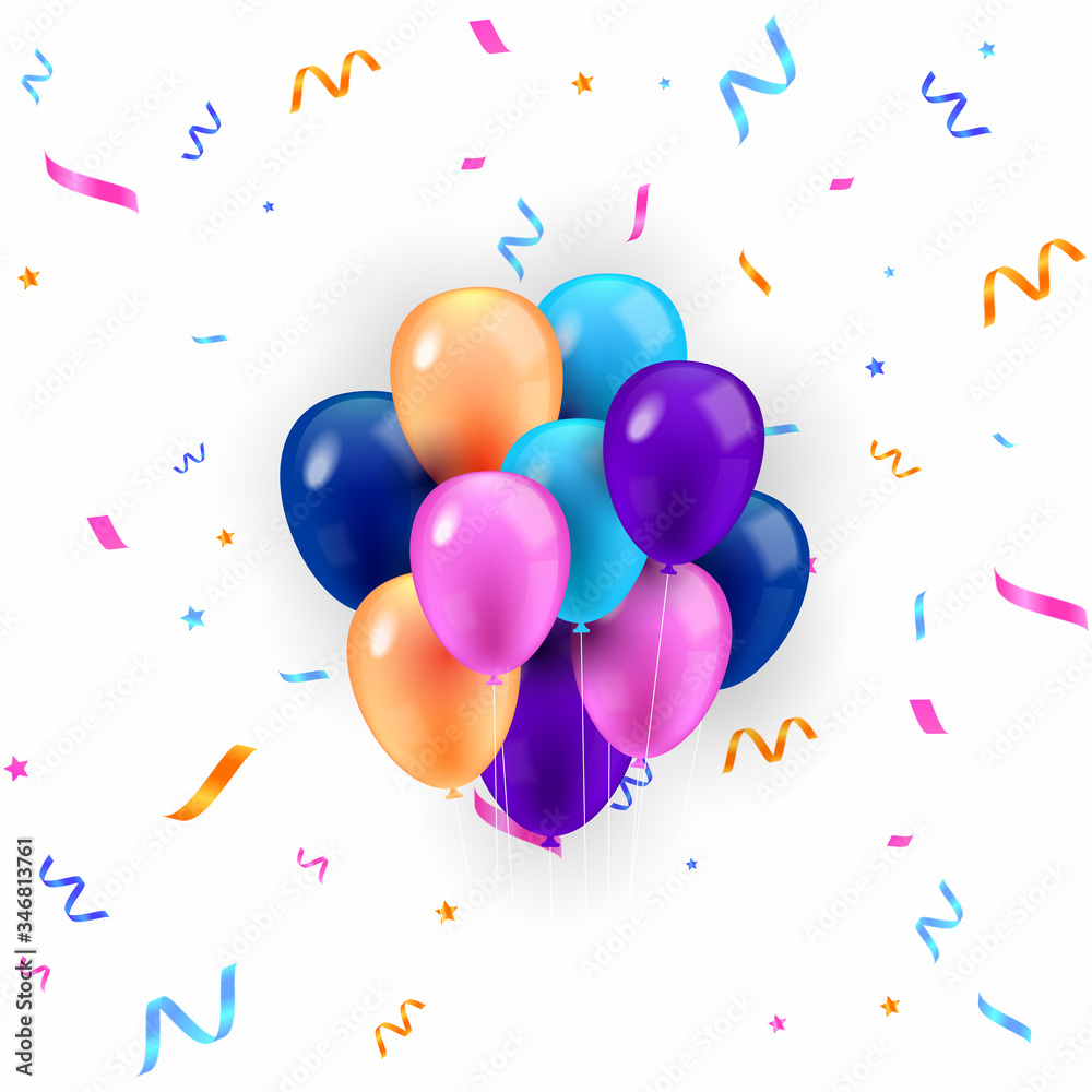 Colored balloons isolated on the checked background