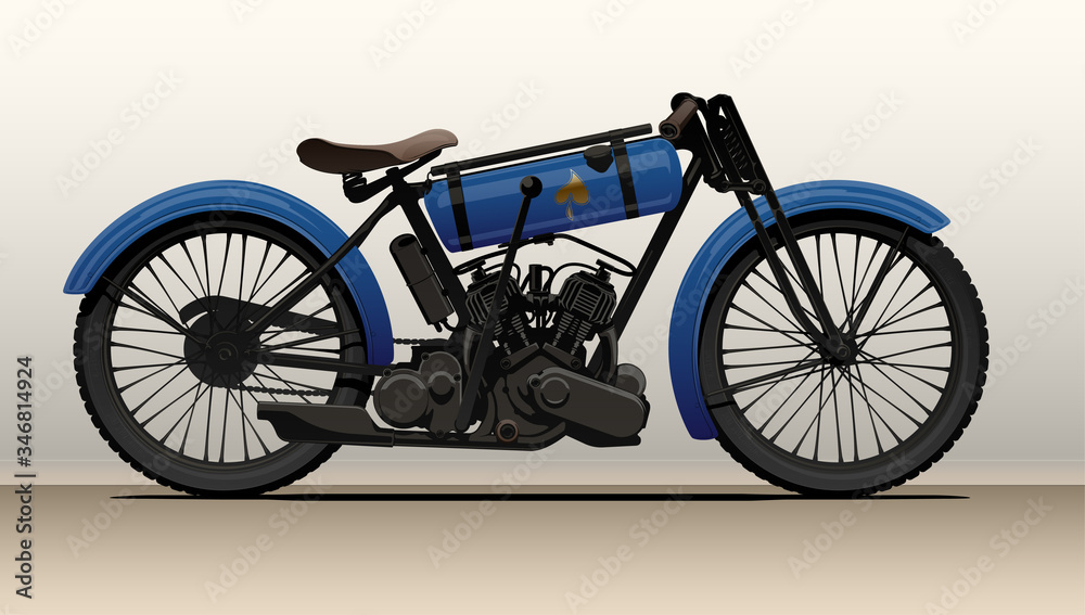Fototapeta premium Vintage motorcycle, view from side. Vector illustration.