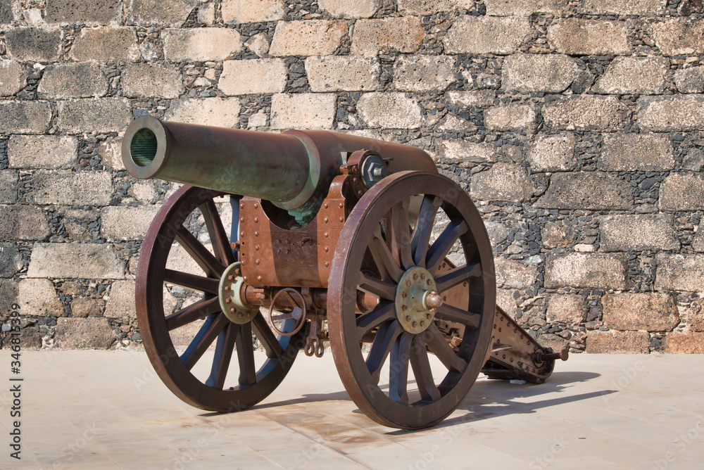 old cannon in castle, pirate defense in lanzarote
