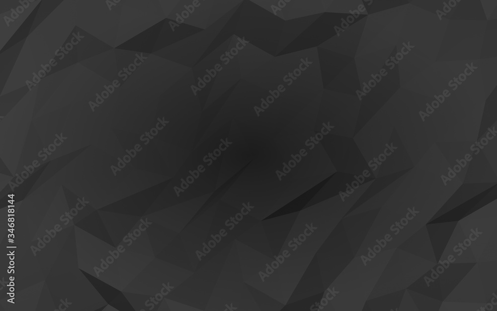 Fototapeta Black abstract background. Lowpoly backdrop. Gloomy crumpled paper. 3D illustration