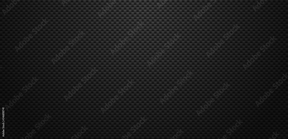 Vector carbon fiber texture. Dark background with lighting.