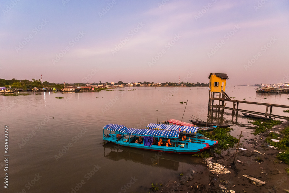 Fototapeta premium Sunset landscape of Chau Doc