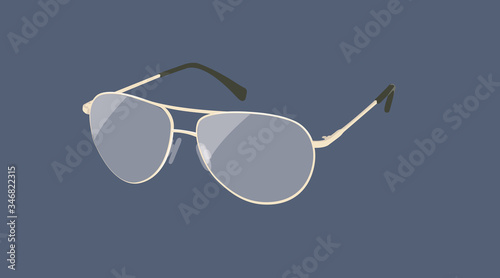 Vector Isolated Illustration of Gold Aviator Glasses