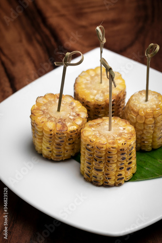 sweet corn on the cob vegetarian tapas snack food