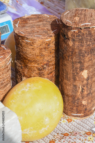 Branza de burduf, traditional sheep's milk cheese from south of Transilvania, Romanian cheese photo