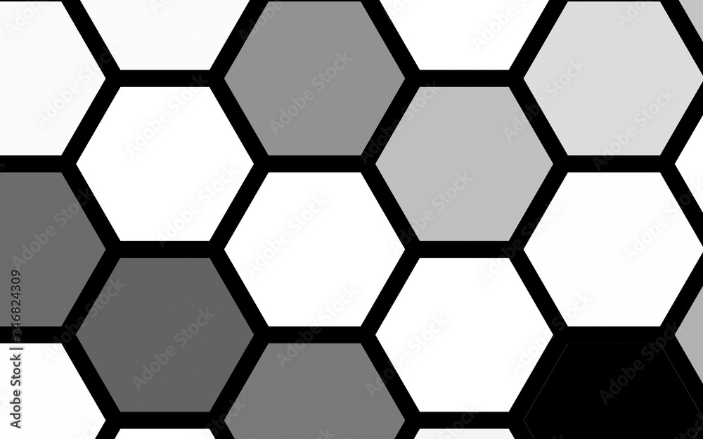 White honeycomb with a gradient color. Isometric geometry. 3D illustration White honeycomb with a gradient color. Isometric geometry. 3D illustration