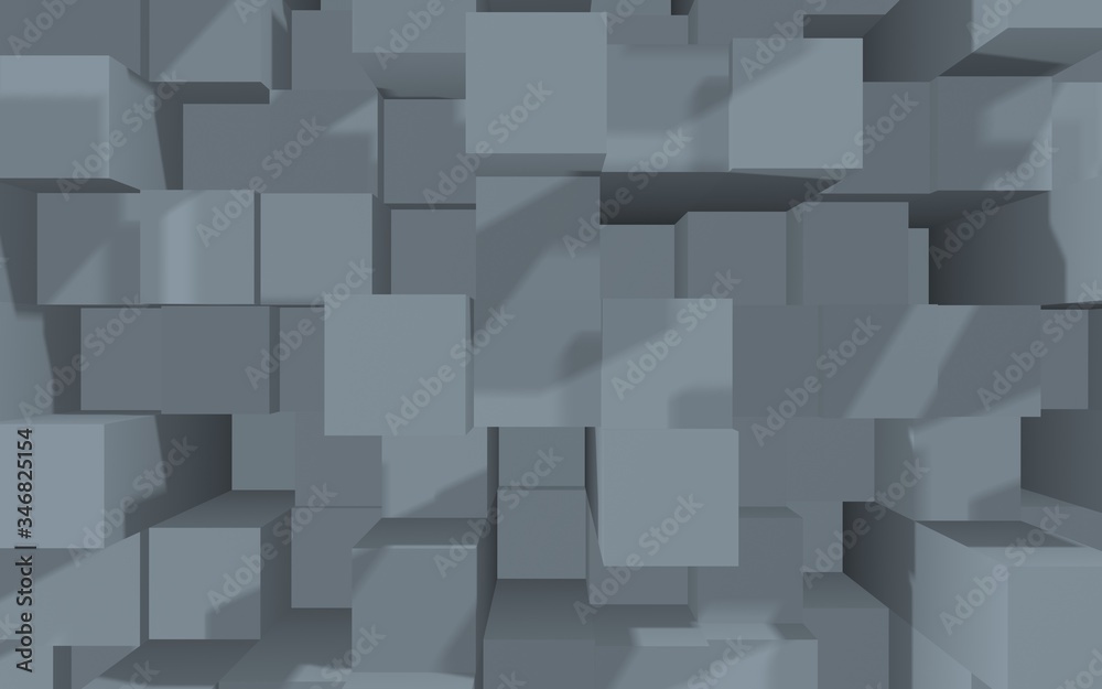 Abstract gray elegant cube geometric background. Chaotically advanced rectangular bars. 3D Rendering, 3D illustration Abstract gray elegant cube geometric background. Chaotically advanced rectangular bars. 3D Rendering, 3D illustration