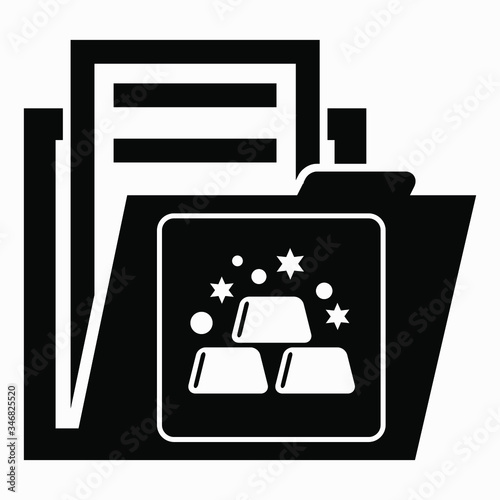 Icon folder and gold money. Financial documents. Deposit deposit. Bank accounts Vector icon.