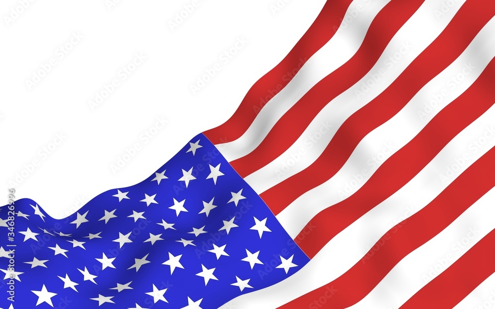 Obraz premium Waving flag of the United States of America. Stars and Stripes. State symbol of the USA. 3D illustration