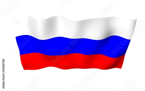 Waving flag of the Russian Federation. The National. State symbol of the Russia. 3D illustration