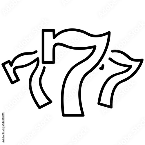 volumetric three sevens icon vector. volumetric three sevens sign. isolated contour symbol illustration