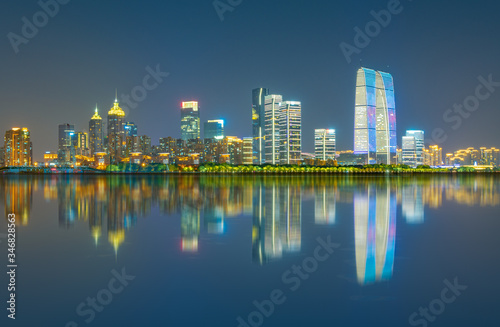 City night view of Suzhou Industrial Park, Jiangsu Province, China