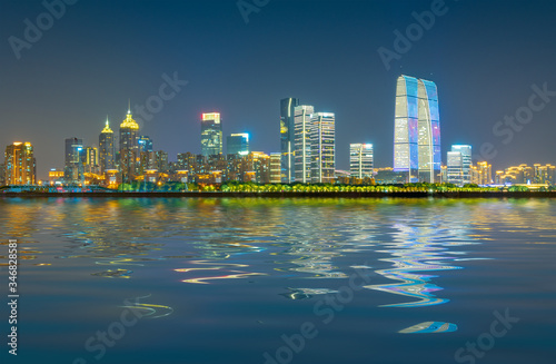 City night view of Suzhou Industrial Park  Jiangsu Province  China