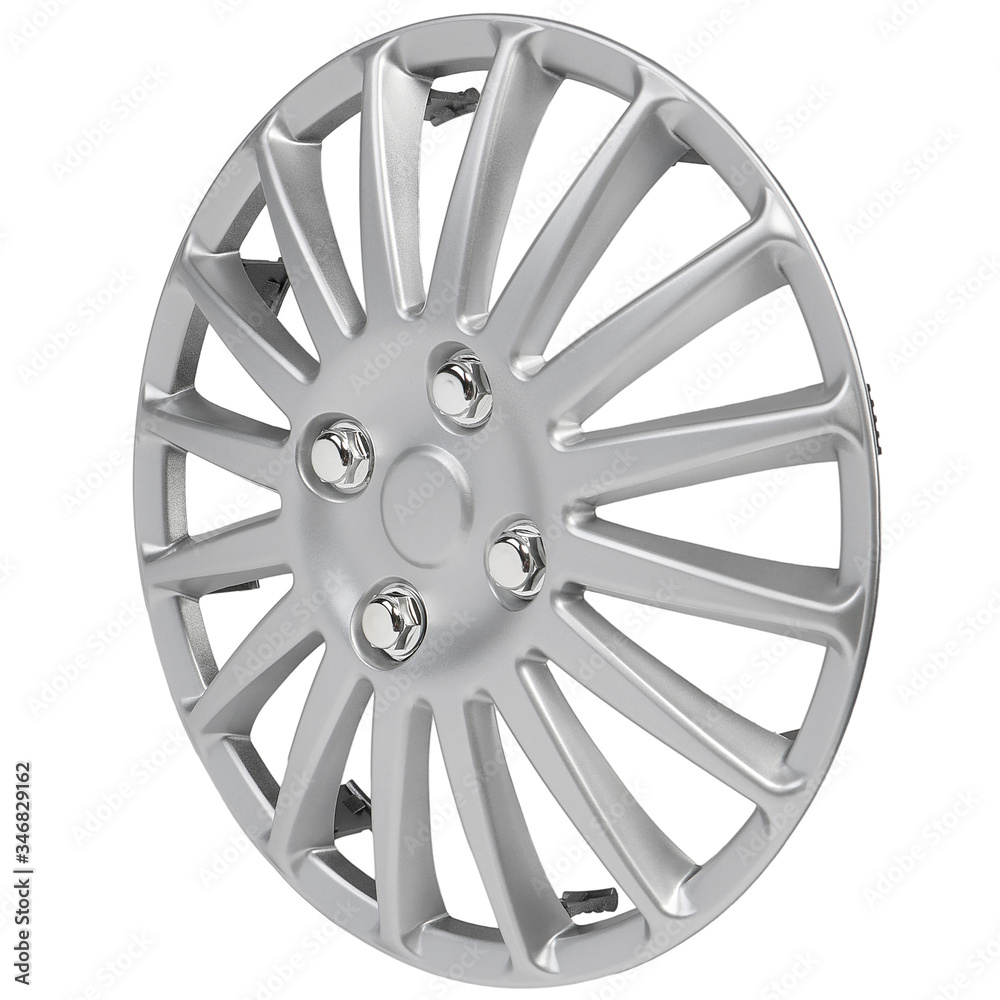 plastic wheel cover hubcap isolated on white background