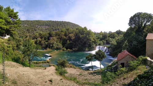 Krka, Croatia Waterfall panorama