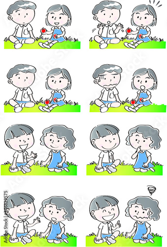 school kids with speech bubble set
