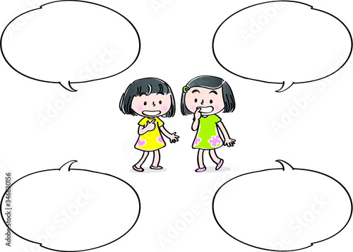 school kids with speech bubble set