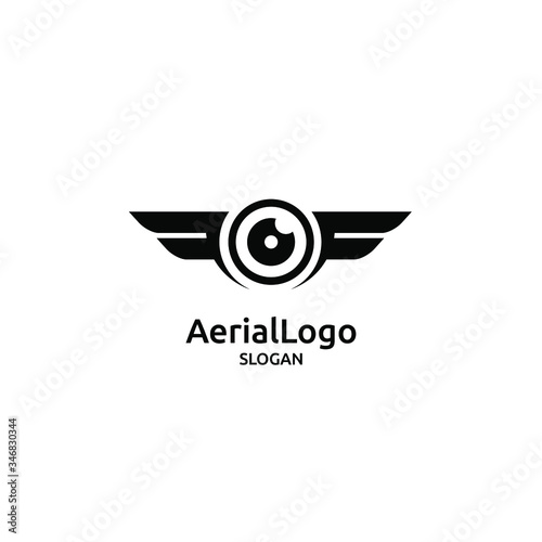 aerial drone photography black abstract logo icon design vector