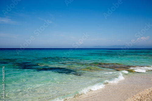 Empty beach on the Ionian sea, Lefkada island, Greece © rilueda