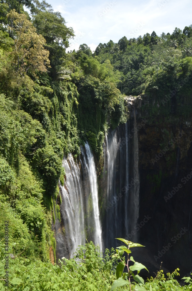 Beautiful autumn landscape waterfall in indonesia